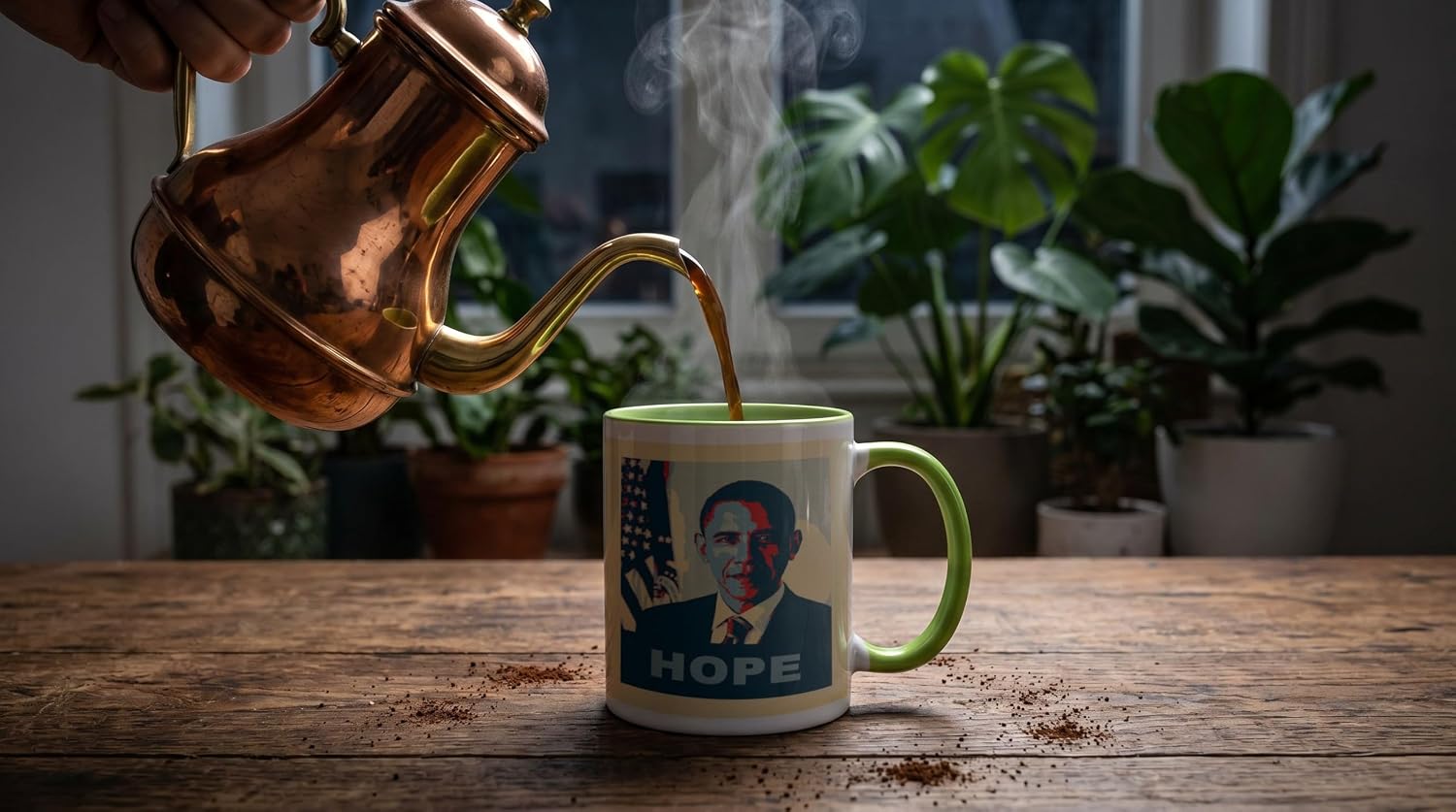 3dRose President Barack Obama in Hope Pop Art 11oz Two-Tone Green Mug image 4
