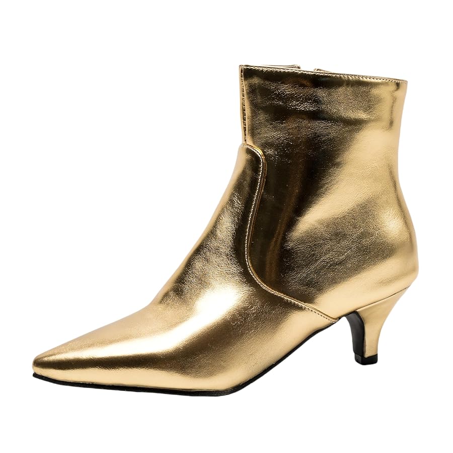 【送料&関税込】Golden Low Heels Ankle Boots Amazon.com | BEAUPAS Women's Metallic Kitten Heel Boots Low