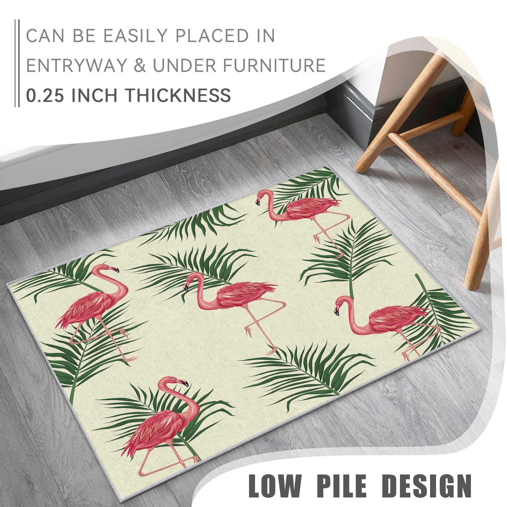 Tapis de porte d'entrée flamant rose, paillasson d'intérieur, 43,2 x 74,9 cm, en tissus non tissés antidérapants, tapis de bienvenue, paillasson pour cuisine, chambre à coucher, salon, décoration