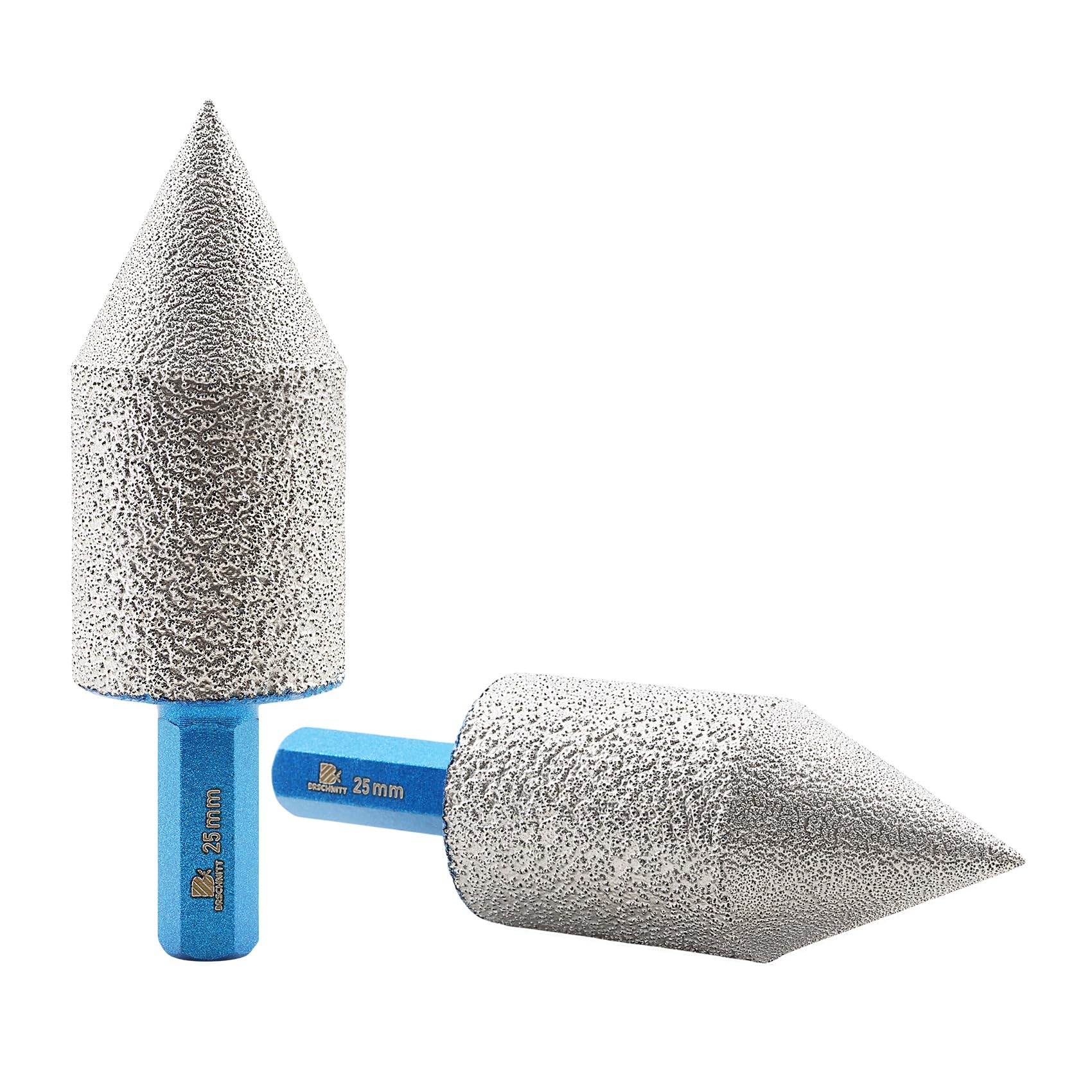 Diamond Finger Milling Chamfer Bits 25mm - BRSCHNITT Dry Core Drill Bit for Enlarging Shaping Existing Holes of Porcelain,Hard Ceramic,Granite,Marble hex Shank(2pcs)