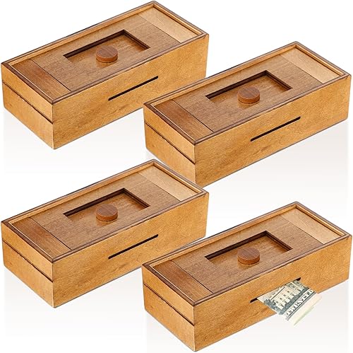 Yilloog Caja de rompecabezas secreto, cajas de dinero de madera con compartimentos ocultos, caja de rompecabezas de tarjeta de regalo, caja de