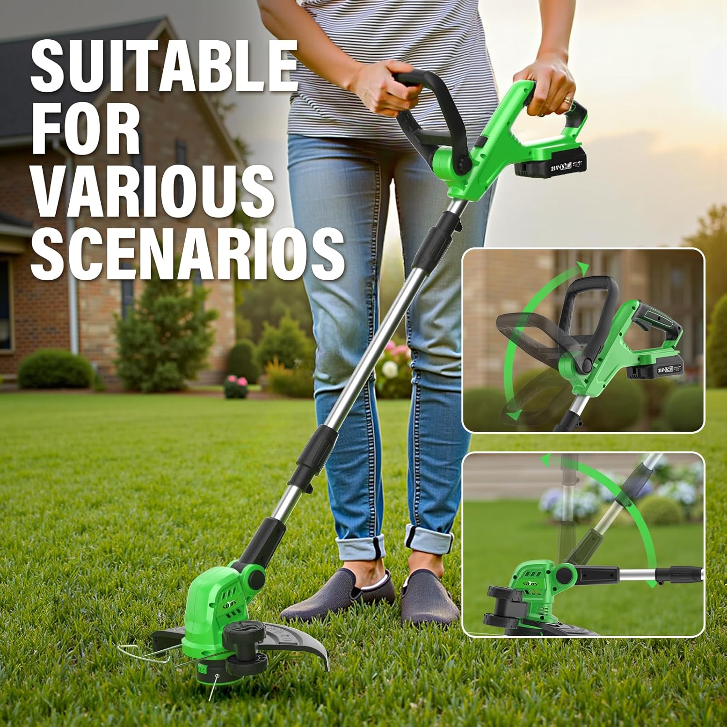 SOYUS Cordless Leaf Blower with 2 Batteries and Charger, and 20V 12 Inch Cordless Weed Wacker with 2 Batteries and Charger