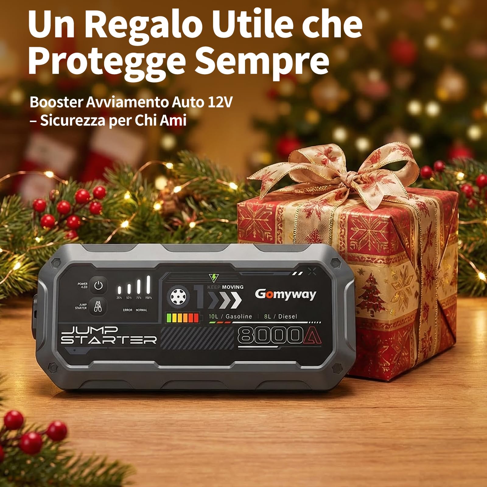 Arrancador de batería de coche 8000 A 26800 mAh, 12 V para coche hasta 10,0 l gasolina/8,0 l diésel, arrancador de batería portátil Jump Start con LED/LCD Booster Arranque