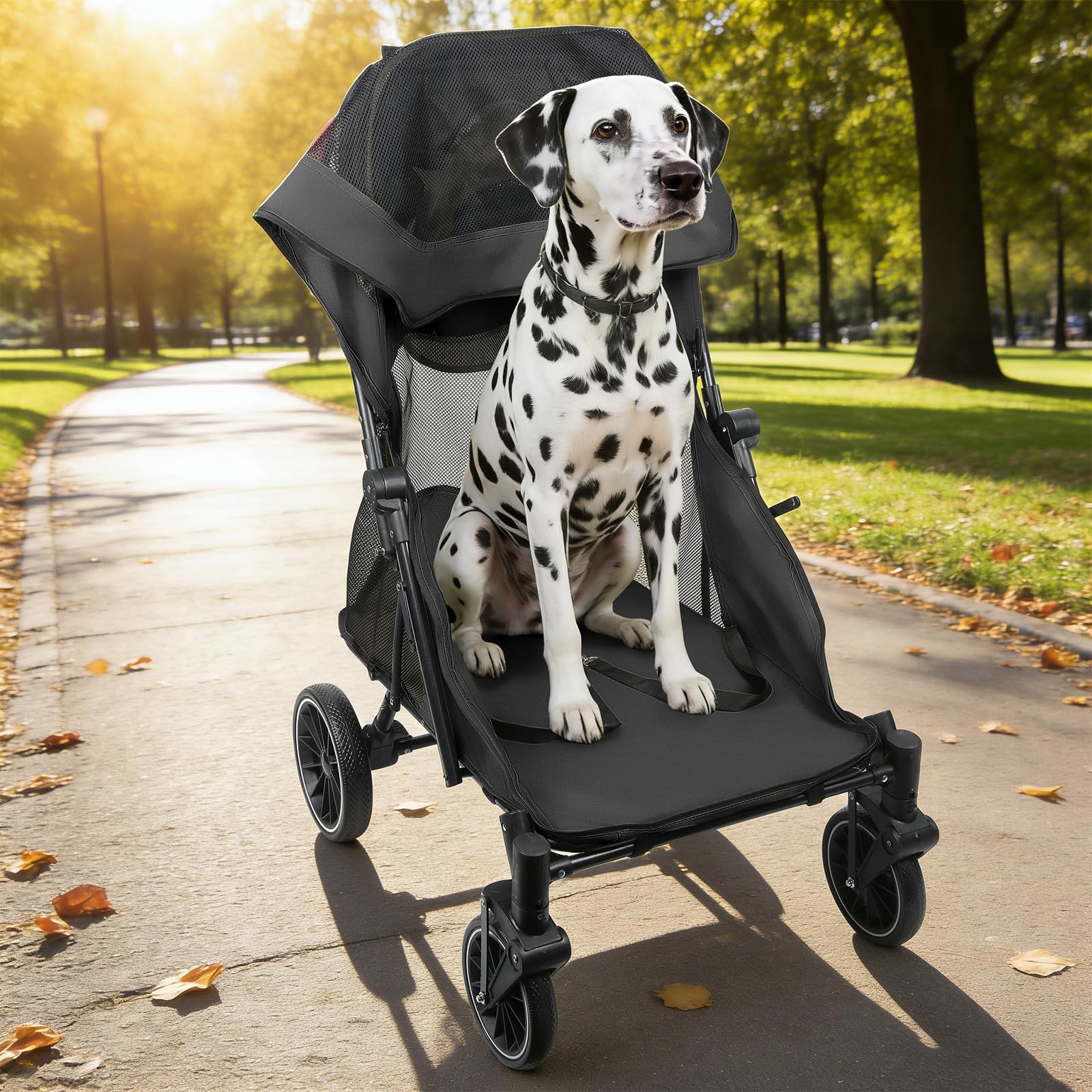 Passeggino per cani gatti, passeggino per cani, trolley per cani pieghevoli, passeggino per gatti di grandi e medie dimensioni, trolley per cani con finestra in rete, cinture di sicurezza