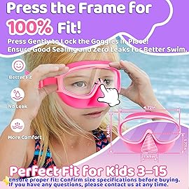 Vvinca Swim Goggles with Nose Cover, Fabric Strap Toddler Kids Swimming Goggles Diving Mask Anti-Fog/UV No Leak for Age 3-15