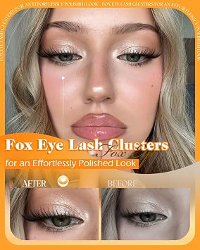 Fox Eye Lash Clusters Wispy Cluster Lashes Cat Eye Individual Eyelashes Natural Look 8-14MM Pre-Lash Map Lashes Individual Clusters DIY Anime Eyelash Clusters by JIMIRE
