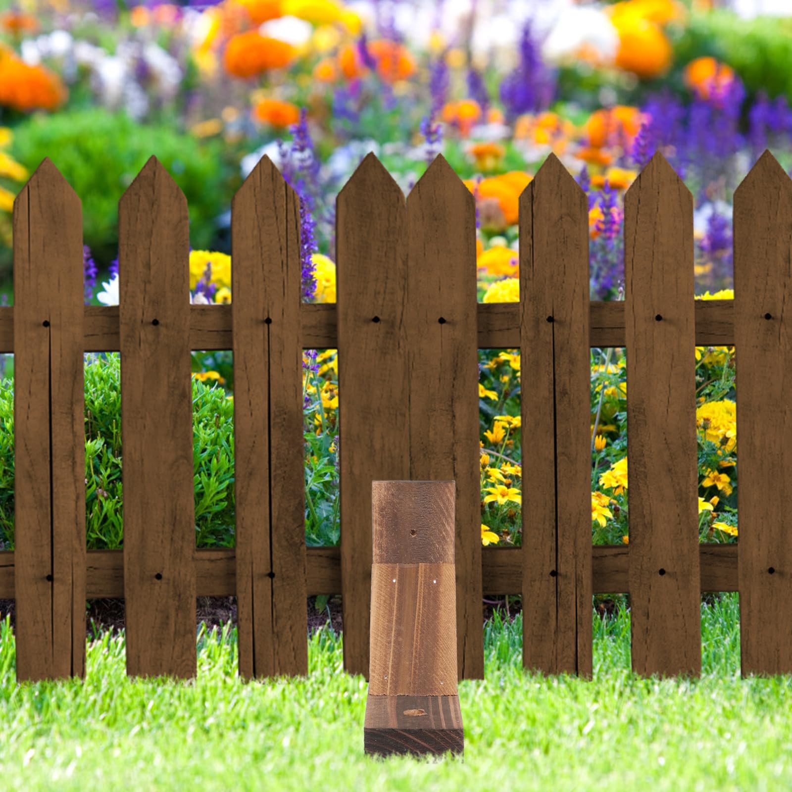Sosoport Garden Fence Bases Set including Fixing Holes for Stable Lawn Fence Support Outdoor Privacy Screening Wood Base Kit - Image 3