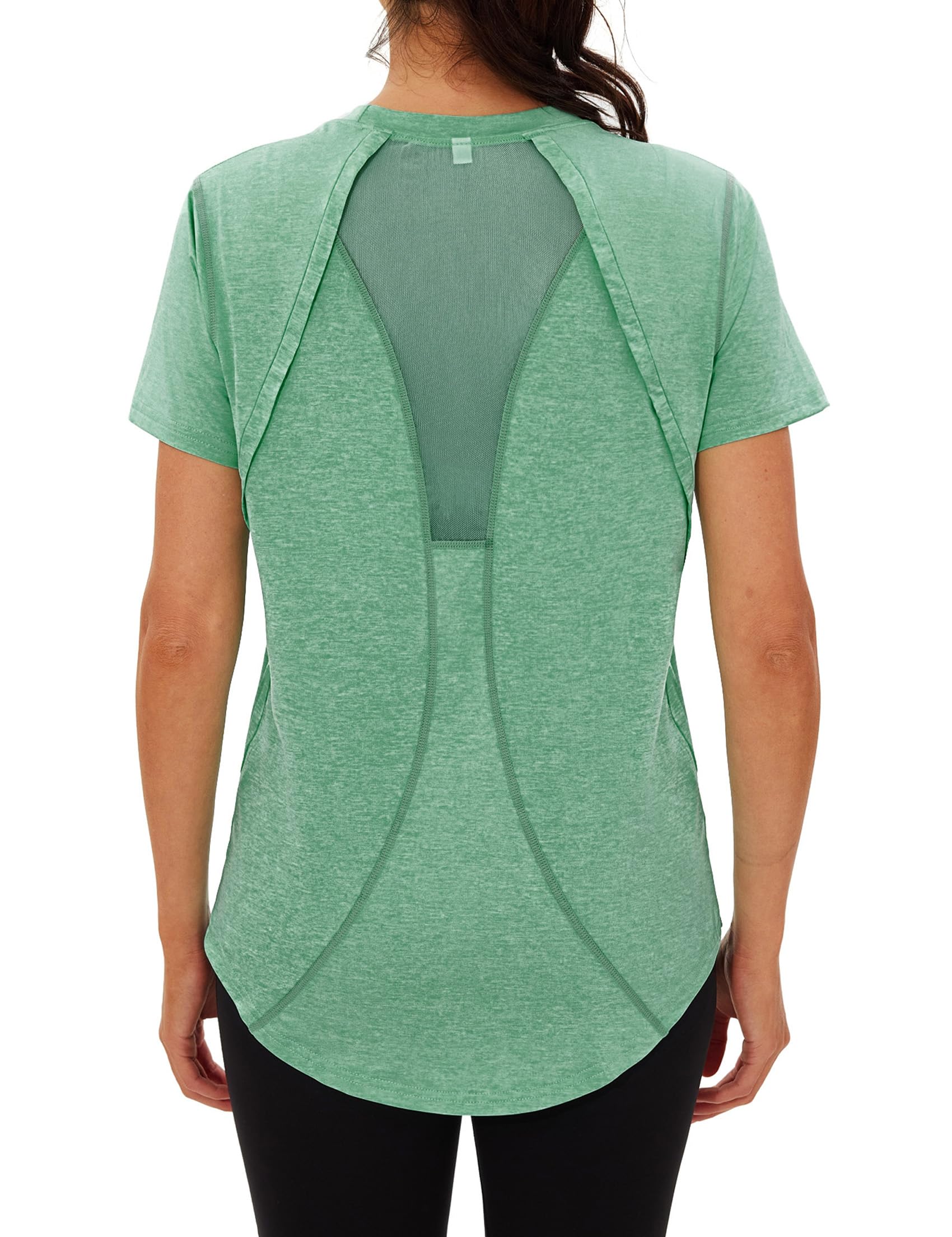 Camiseta Deportivo Mujer Camiseta de Manga Corta Camiseta de Secado Rápido Camisetas de Malla Mujer Yoga Fitness Top Ropa Deportiva