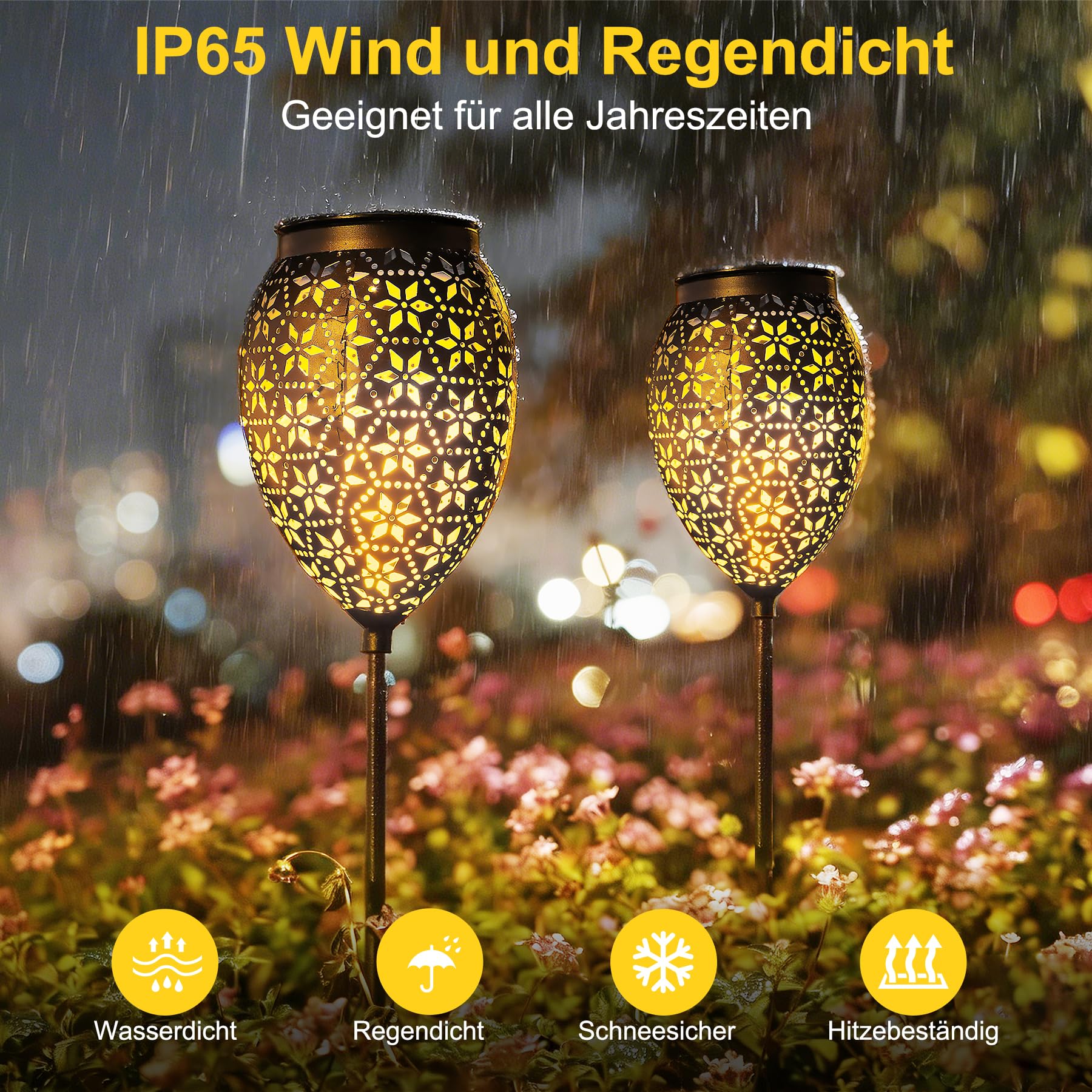 Garten Solarleuchten für Außen Metall 6 Stück, LED Solarlampen für Außen Garten IP65 Wetterfest, Höhenverstellbar Solar Gartenleuchten für Außen Vintage für Weihnachten Weg Terassen Balkon Deko
