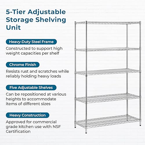 Miniatura 4 de Honey-Can-Do - Estantería ajustable de grado comercial Negro,cromado,Blanco