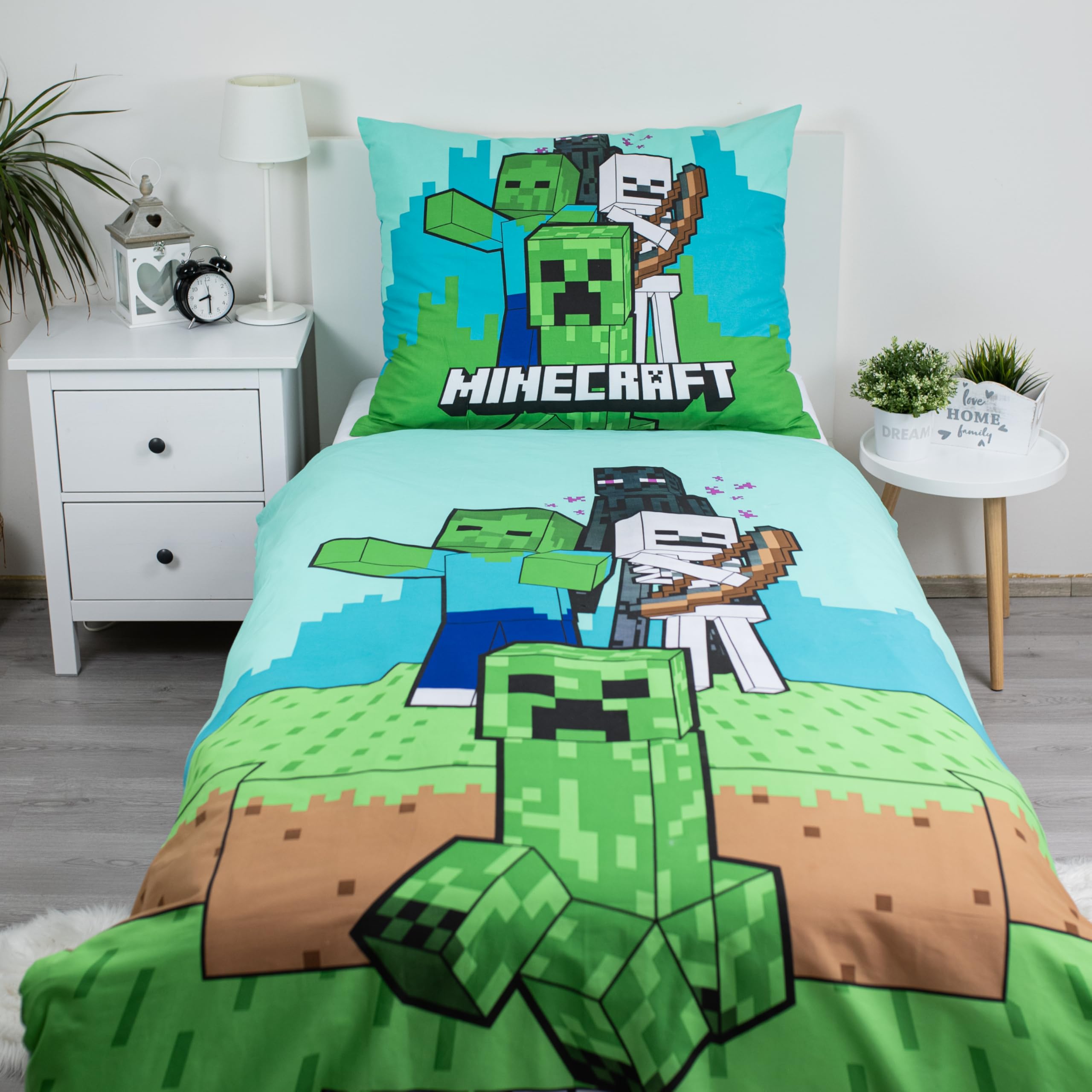 Minecraft Dekbedovertrek Eenpersoons 140x200 duurzaam Polyester