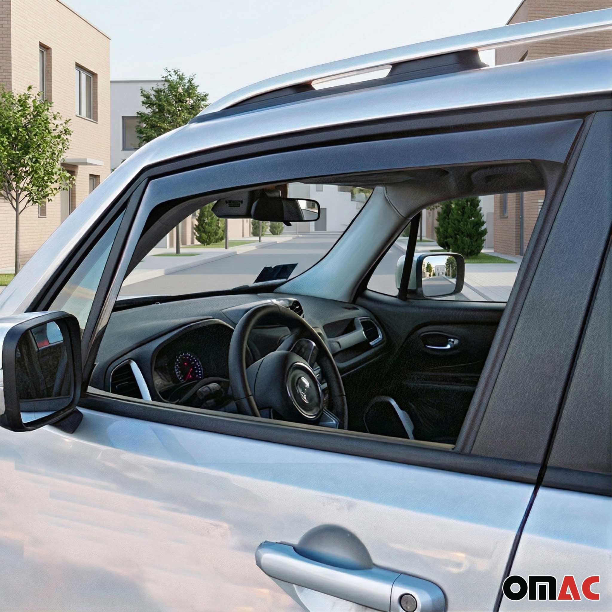 OMAC Deflettori Aria Regenabweiser compatibile con Jeep Renegade 2014-2024 Dunkel Acrilico 4tlg