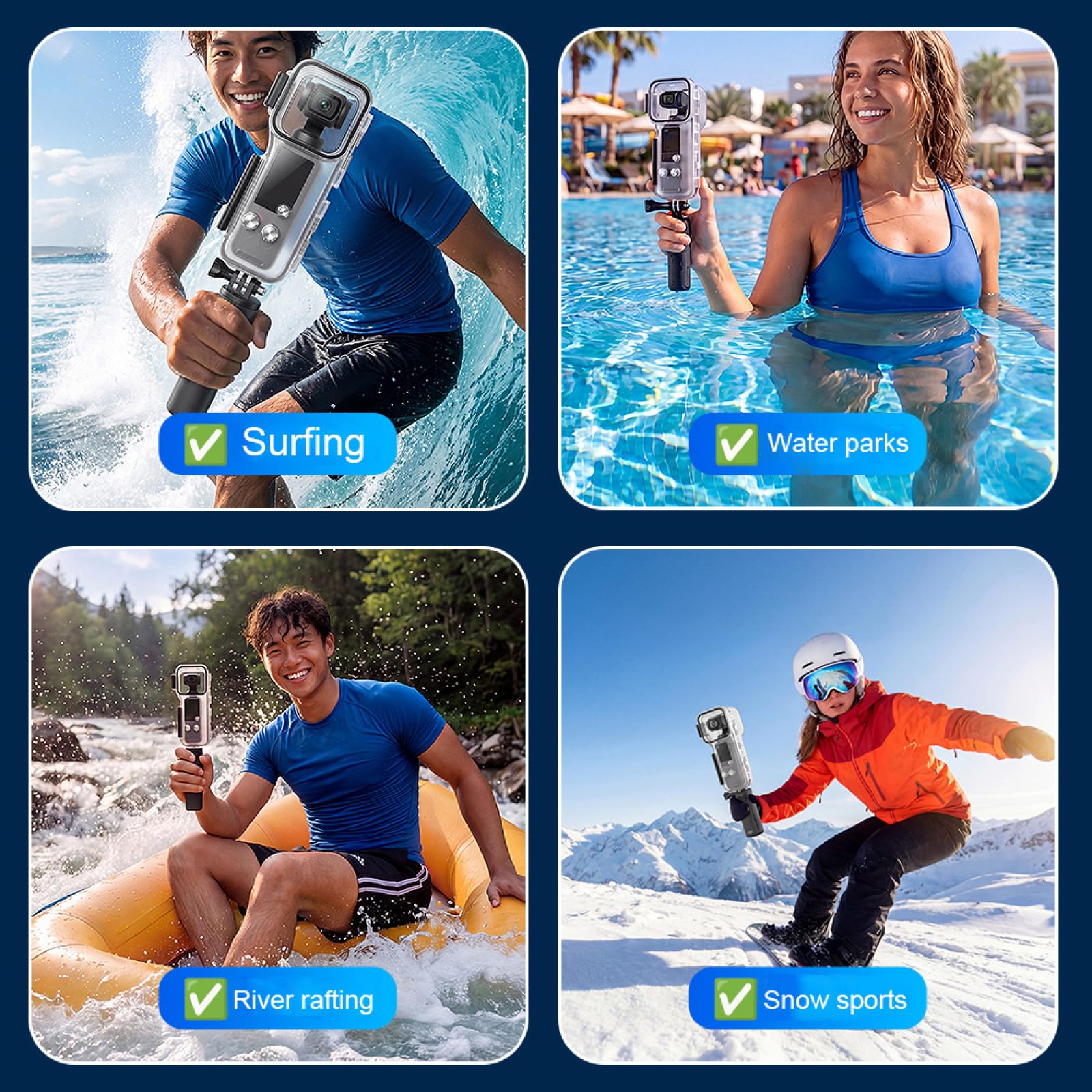 Wodoodporna obudowa do nurkowania 50 m do kieszeni 4, obudowa ochronna z przyciskiem ze stali nierdzewnej 316, konstrukcja zapobiegająca zaparowaniu, do surfingu, raftingu, snorkelingu, do Pocket 4