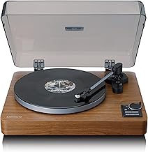 Lenco LBTA-165WD Vollautomatischer Plattenspieler - Bluetooth 5.3 - Holzgehäuse - Metall-Plattenteller & AT3600L Tonabnehmer - Auto-Start & Auto-Return - 2 Geschwindigkeiten (33/45 U/min) - Integriert