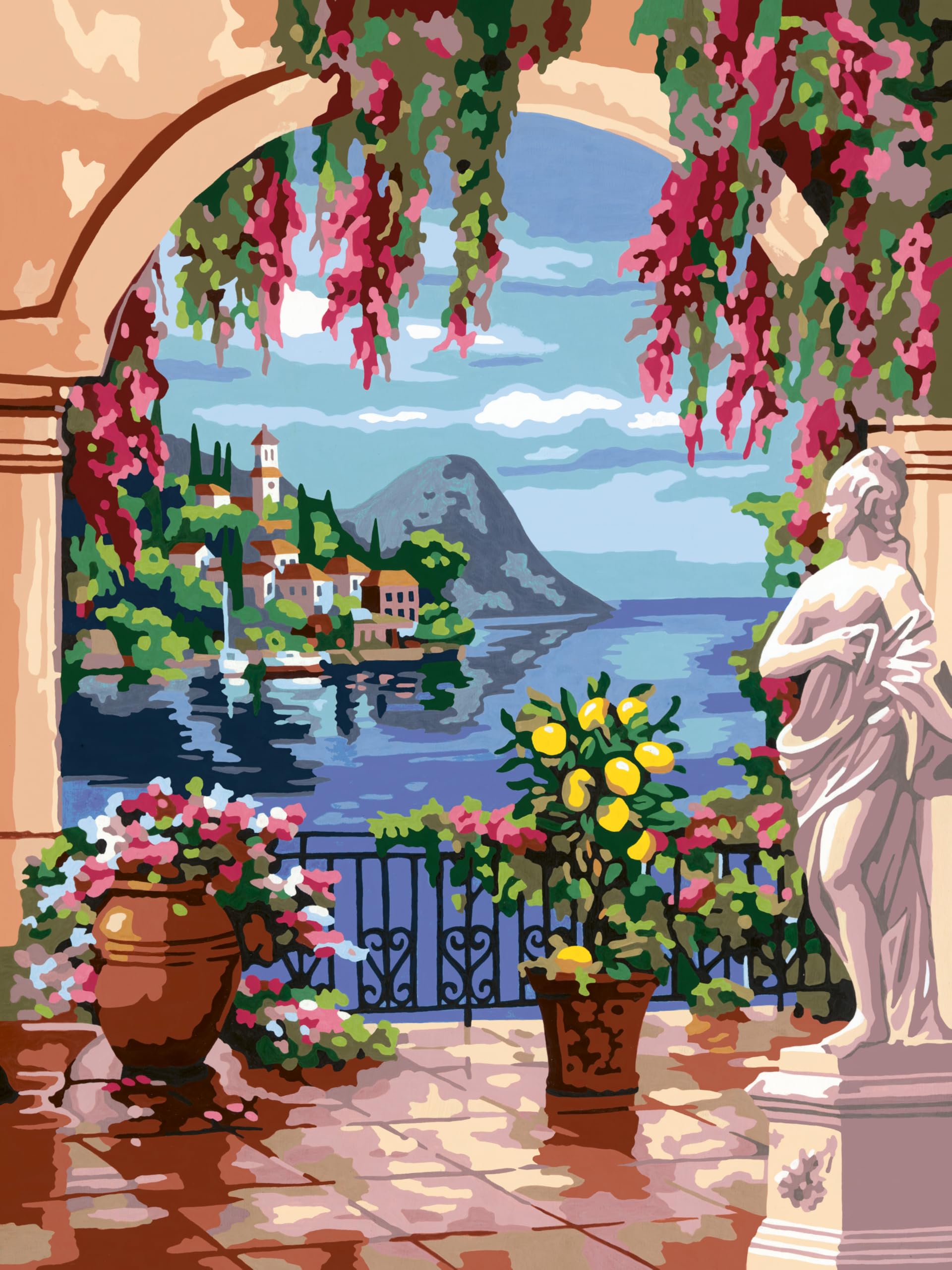 Ravensburger CreArt 25963 - Lago Maggiore - Malen nach Zahlen Erwachsene, DIY Malset mit Pinsel und Acrylfarben, Geschenk für Frauen und Männer, Malen für Erwachsene