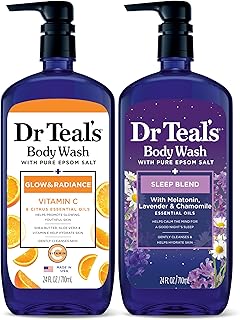 Body Wash with Pure Epsom Salt, Daytime/Nighttime with Vitamin C & Sleep Blend, 24 fl oz (Pack of 2)