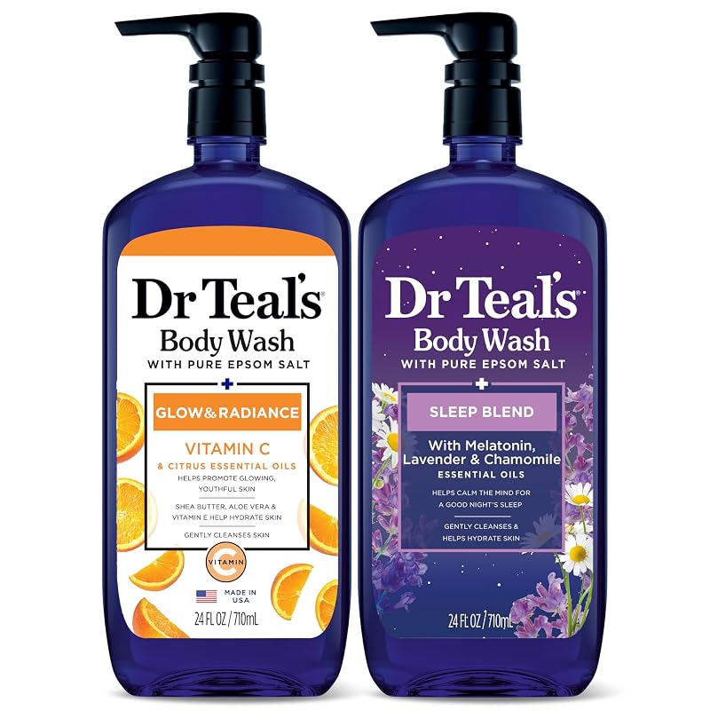 Dr Teal's Sabonete Líquido Corporal com Sal de Epsom, Vitamina C e Sleep Blend, 2 frascos de 710 mL