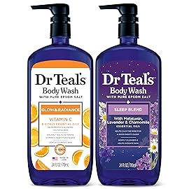 Dr Teal\'s Body Wash with Pure Epsom Salt, Daytime/Nighttime with Vitamin C & Sleep Blend, 24 fl oz (Pack of 2)