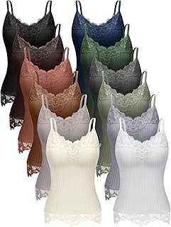 Fourluoo Women's Long Lace Tank Tops lace Camisole Patchwork Tops for Women