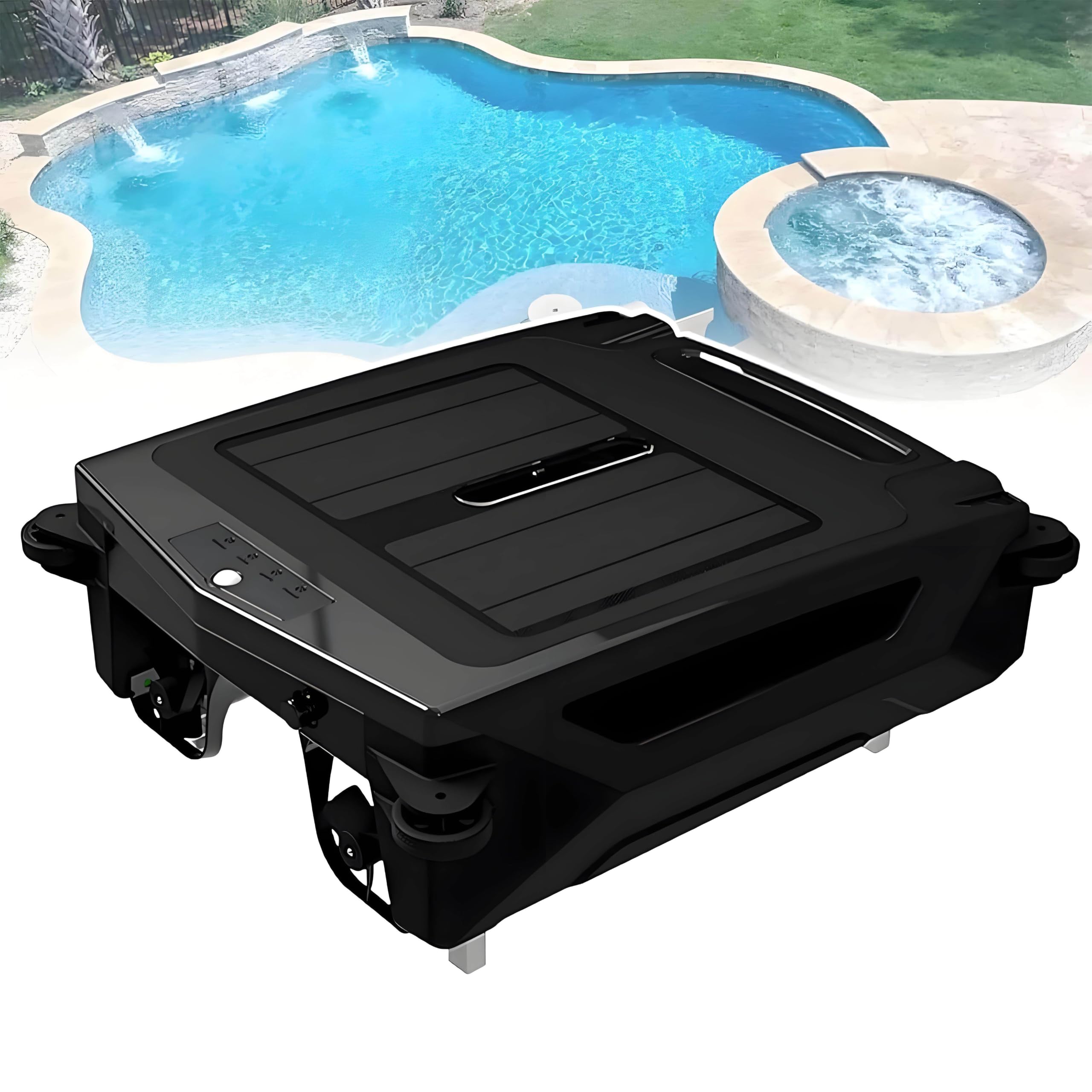 LJLYYDS Solar Powered Robotic Pool Skimmer, 80㎡ 450um Automatic Pool Skimmer Cleaner Robot, Brushless Motor, Solar Robotic Pool Skimmer, with Auto Obstacle Avoidance