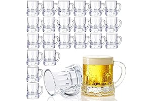 Plastic Beer Mug 2 Oz, 24 PCS Mini Beer Mug Shot Glasses,...