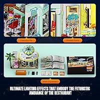 Vista 6 de Interstellar-Diner Lighting-Building-Bricks City Set - 2188 Pcs Road UFO Drive-in Restaurant Modular Collection LED Light Space Car Restaurant Set