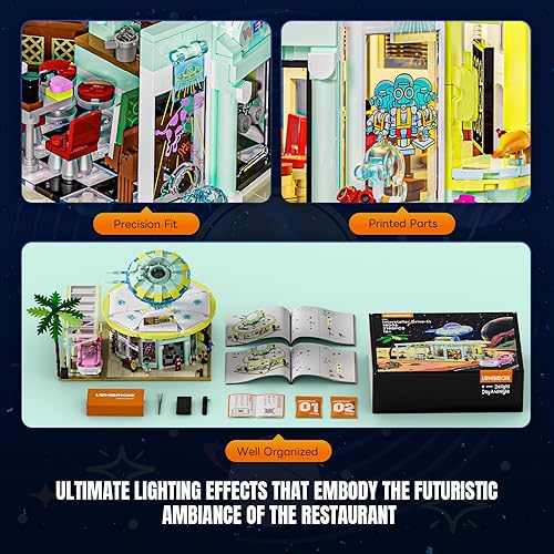 Miniatura 6 de Interstellar-Diner - Juego de 2188 piezas de iluminación para restaurante de carretera OVNI Drive-in, colección modular, luz LED, espacio de coche,