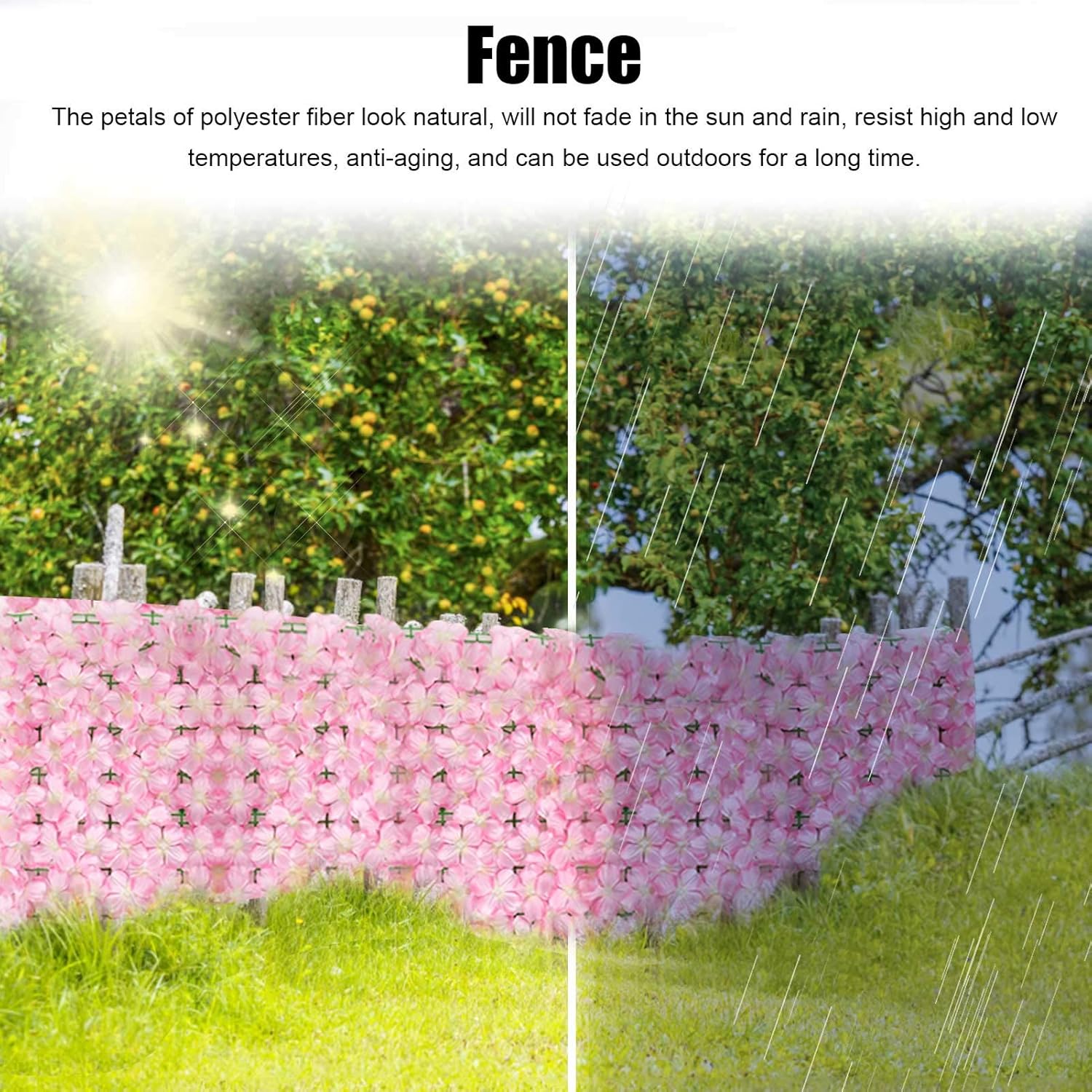 Mxiqqpltky Artificial Hedge Fence Screening with Flowers, Artificial Ivy Screen Trellis Fence Rolls for Balcony Patio Outdoor, Garden Privacy Screen for Backyard Home Decor (19.69x118.11in, Pink)