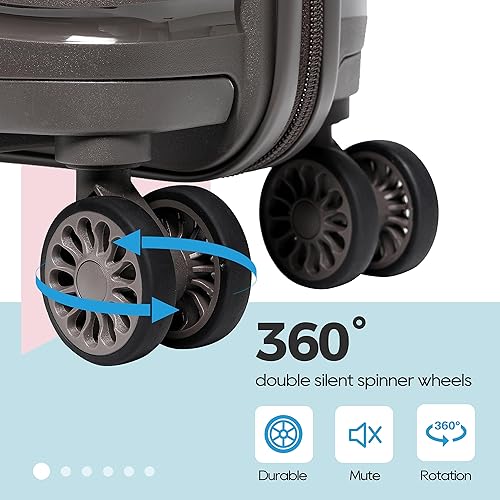 Miniatura 4 de Melalenia Juego de maletas de equipaje de mano, maleta rígida expandible de polipropileno con ruedas giratorias, equipaje de viaje con cerraduras