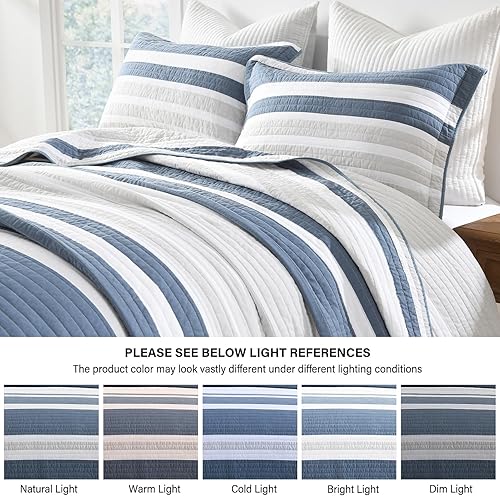 Vista 14 de PERHOM Edredón tamaño Queen – Juego de edredón Queen 100% algodón de fibra larga, colcha floral, juego de ropa de cama, colcha reversible ligera