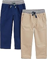 Simple Joys by Carter's Baby Boys 2-Pack Pull-On Pants - 100% Cotton, Soft Breathable, Elastic Waist with Drawstring