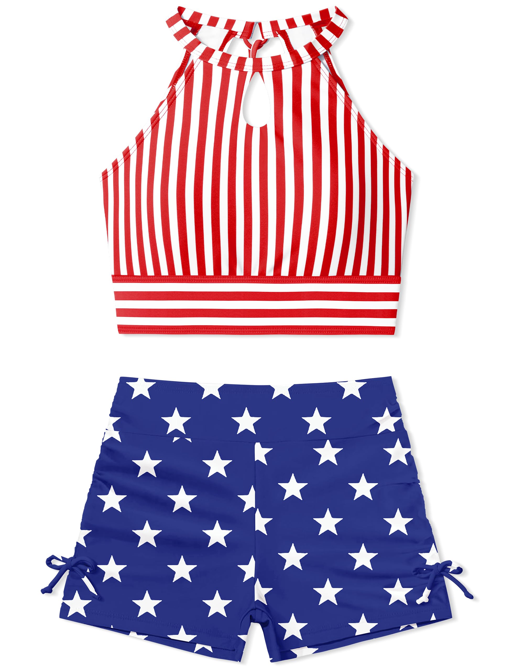 Snapklik.com : Girls 4th Of July Swimsuit Size 14-16 Girls Tankini Blue ...