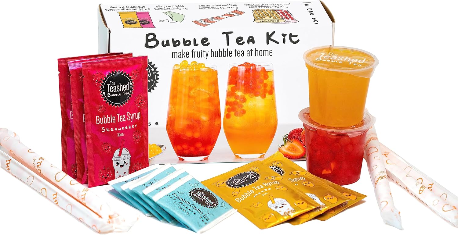 Fruit Bubble Tea Kit Gift Box 6 Servings Set Includes Mango and