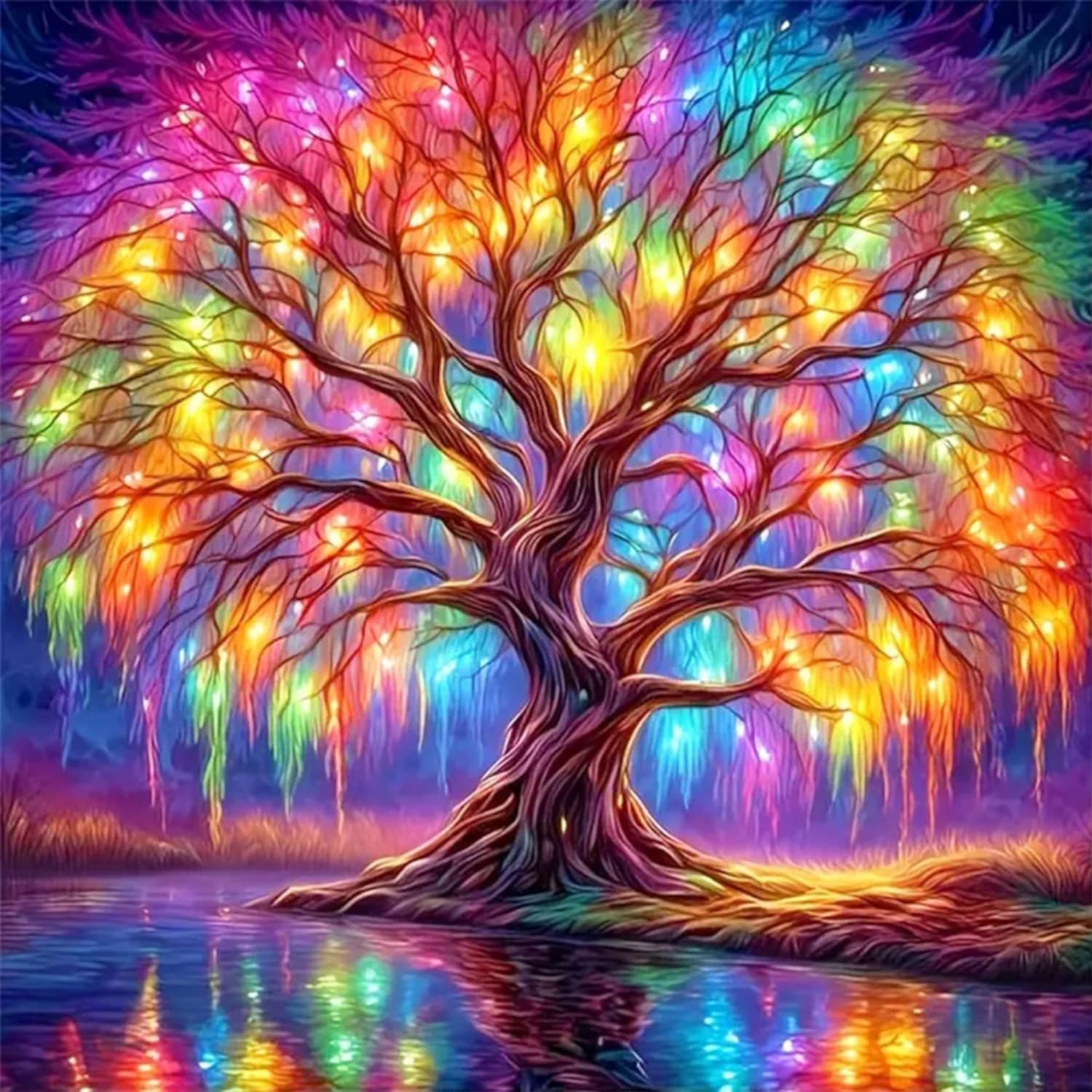 WOLBLIX Tree of Life Diamond Painting Kits for Adults,Full Drill Diamond Art Kits for Beginners,Round 5D DIY Diamond Dots Paintings, Diamonds Pictures Gem Art and Crafts Home Decor 13.78x13.78 inch-image-0
