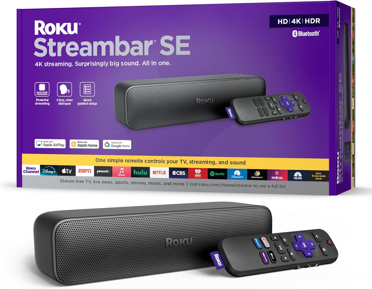 Roku Streambar SE | 2-in-1 TV Soundbar with...