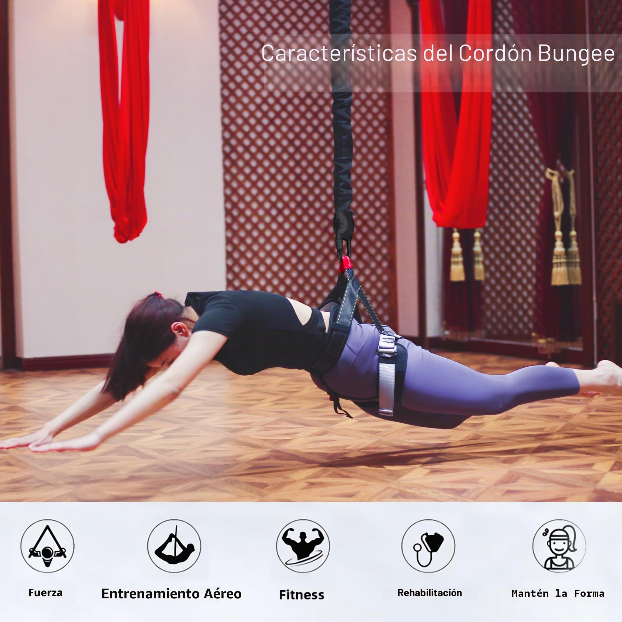 PRIOR FITNESS Cuerda elástica de resistencia para fitness, bandas de resistencia individuales para danza elástica, bandas de entrenamiento antigravedad, sin accesorios, equipo profesional para