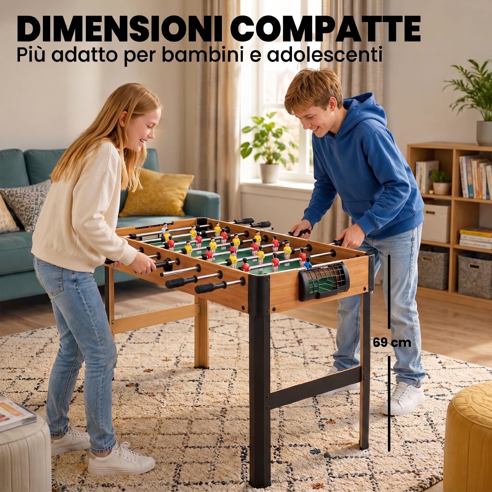 HOMCOM Biliardino Calcio Balilla per Bambini con Manopole Antiscivolo, Segnapunti e Palline Incorporate, 118x104x69cm