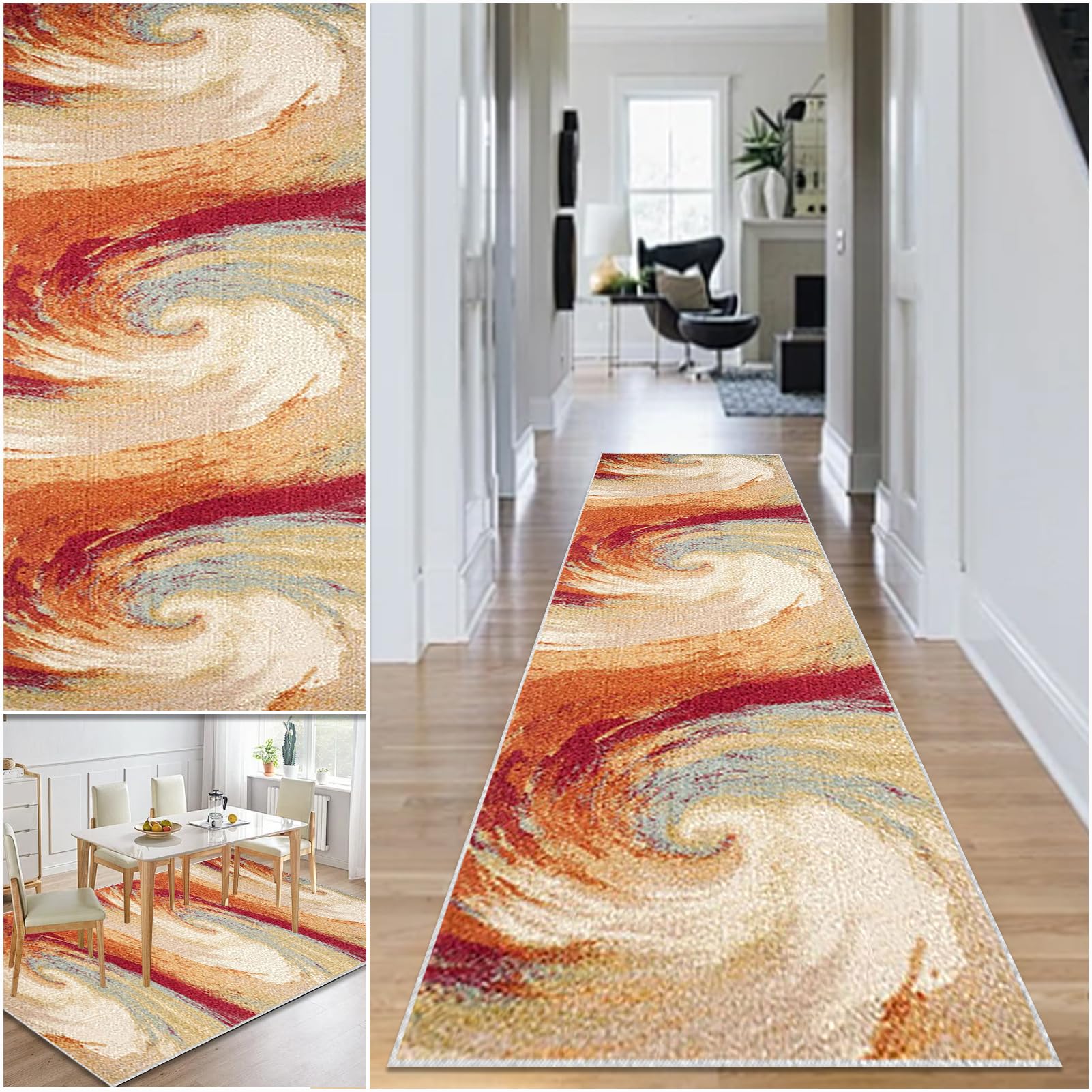 Hallway Runner Rug Non Slip Washable Kitchen Runner Rug 65 x 260 cm Area Rugs Hallway Hall Runners Narrow Rug Low Pile Carpet Runners with Anti-Slip Backing Floor Runner for Hallway Entryway Laundry