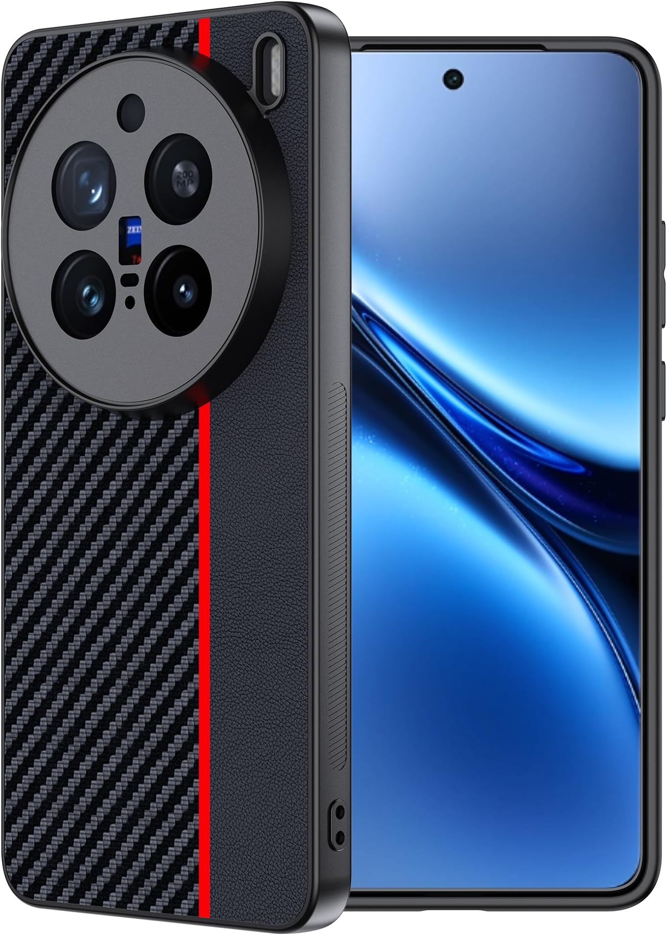 FDHYFGDY Mobile Phone Case for Vivo X200 Pro, Carbon Fibre, Shock-Absorbent, Camera Protection, Black, Sleeve