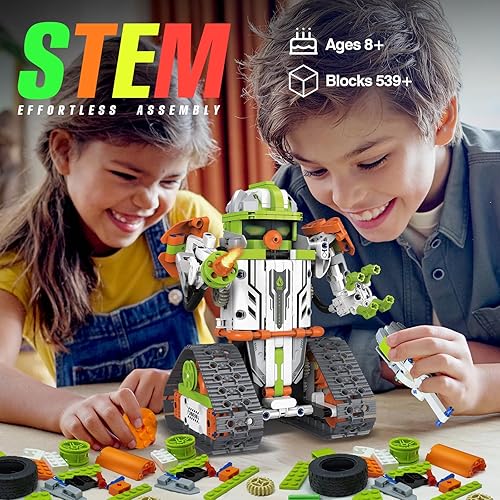 Miniatura 4 de aukfa Kit de construcción de robot STEM 5 en 1, juguetes de dinosaurio para niños de 8 a 12 años, aplicación y control remoto, juguetes educativos