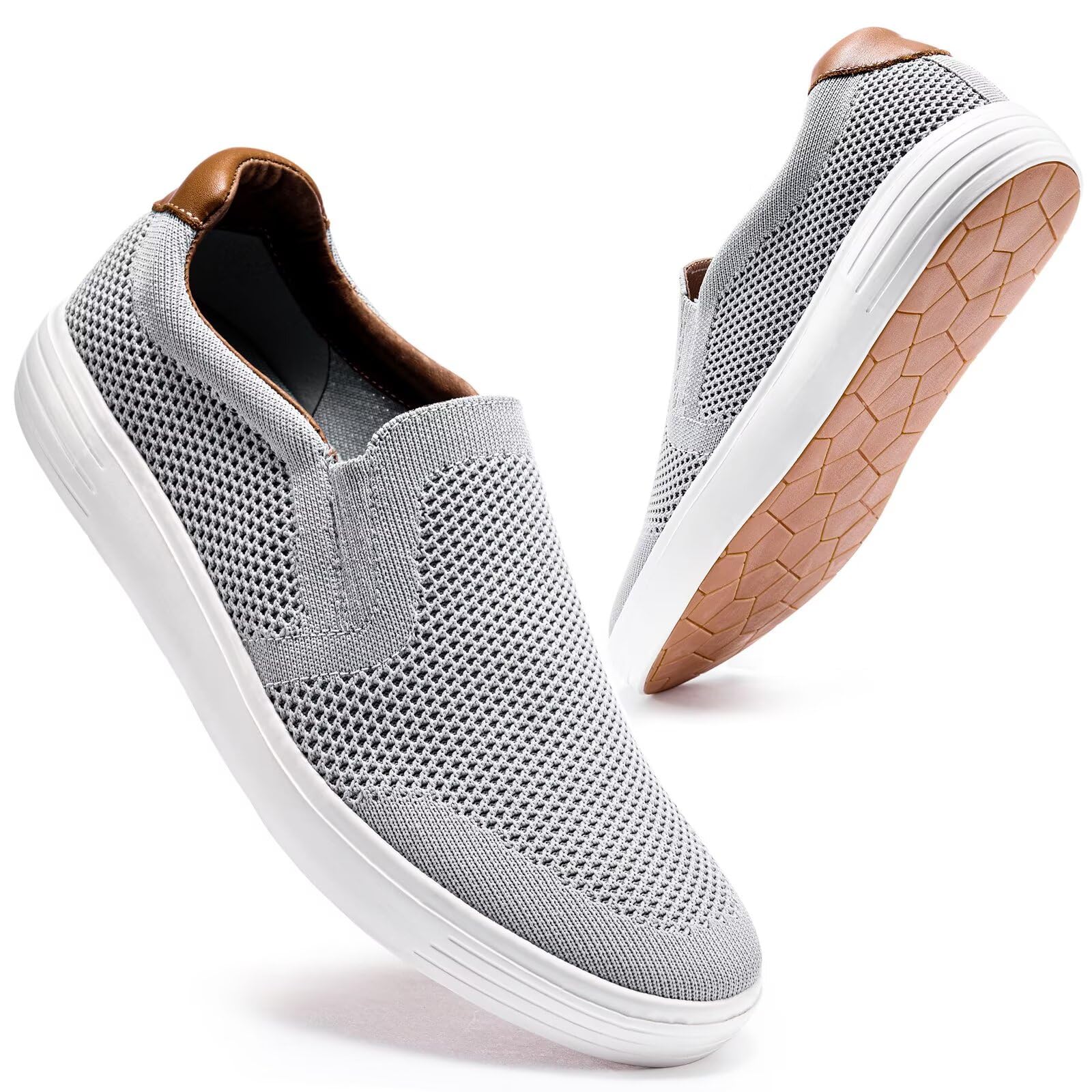 Slip on Sneaker for Men- Casual Knit Boat Loafers Walking Shoes Driving Work Memory Skate Foam Shoes