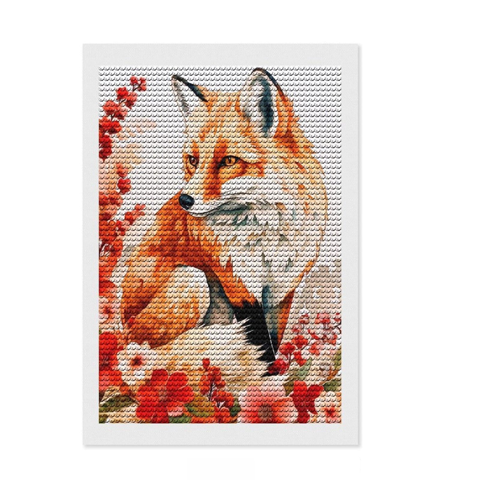 Junmoney Fox Crystal Diamond Art Kit 8"x12", Christmas Gift, Arts and Crafts, Aesthetic Room Decor, Home Wall Art