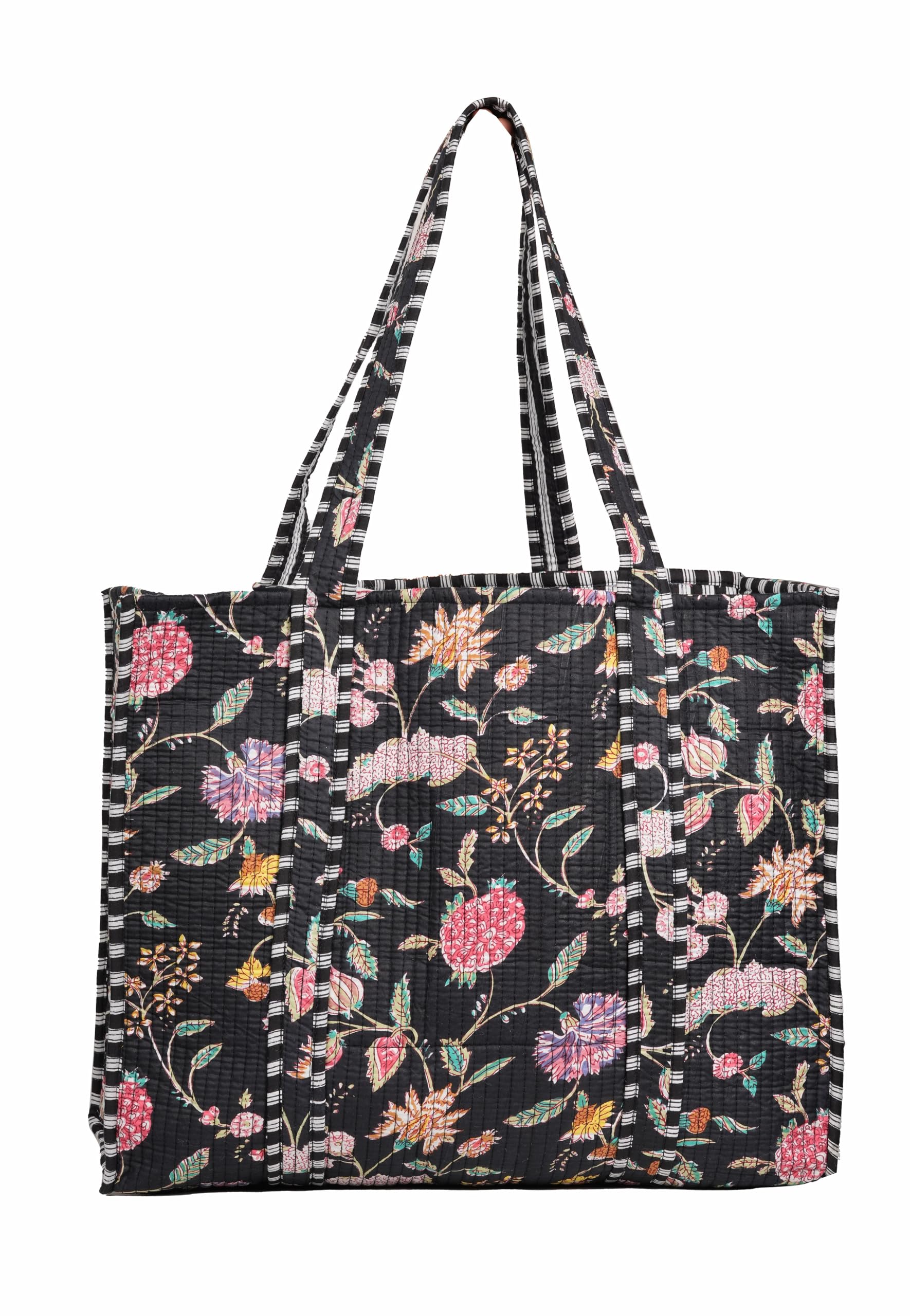 Amazon | INDACORIFY 花柄プリントキルトトートバッグ コットン