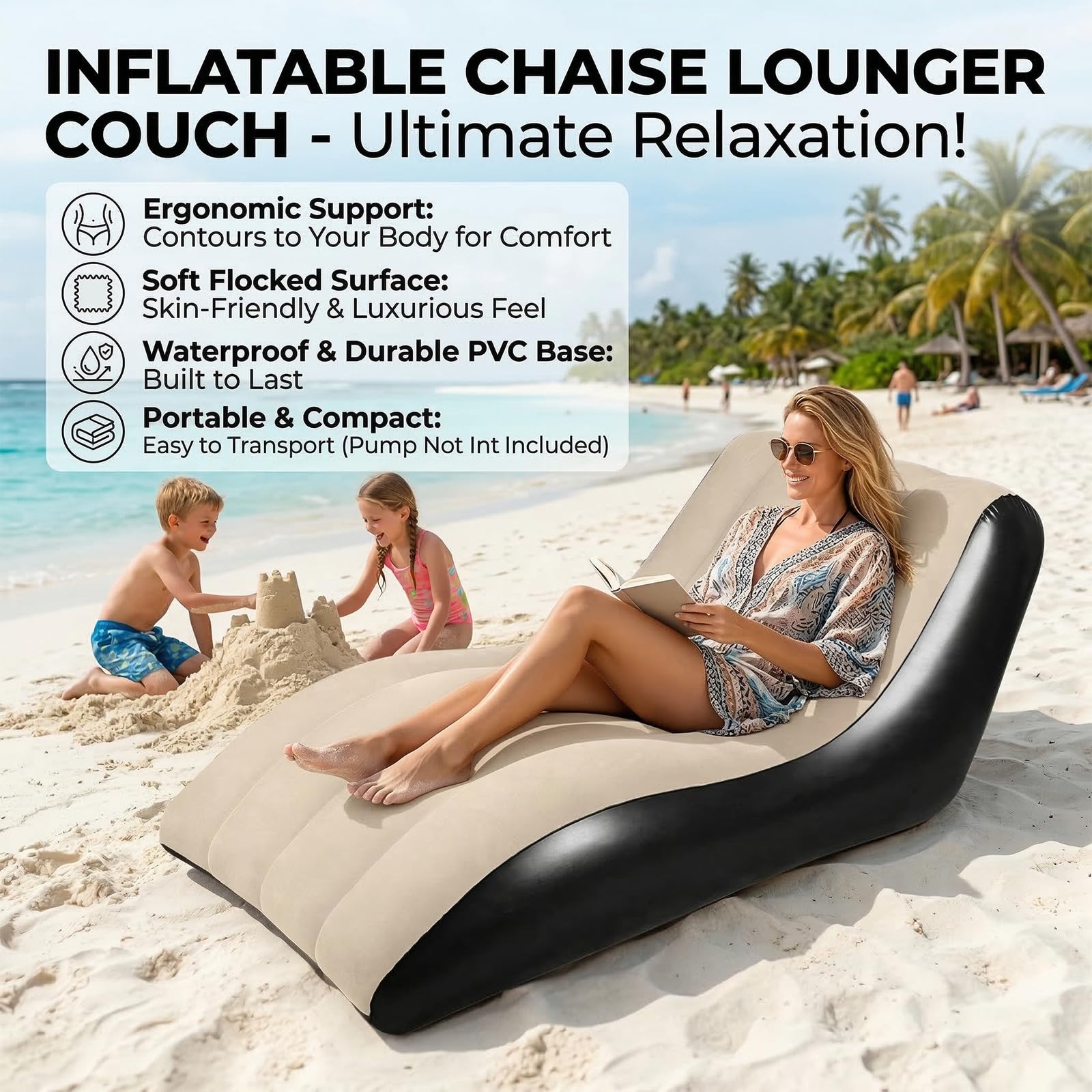 Aufblasbares Sofa, Aufblasbarer Sessel, Wasserdichtes Luftsofa Aufblasbares, Sessel, Sofa und Couch mit Beflockter Oberfläche für Wohnzimmer, Couch Aufblasbar Outdoor Camping