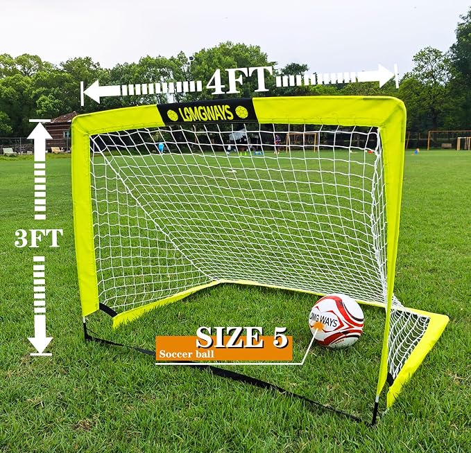 Arco de fútbol plegable con red para niños y jóvenes, 4x3ft miniatura 2