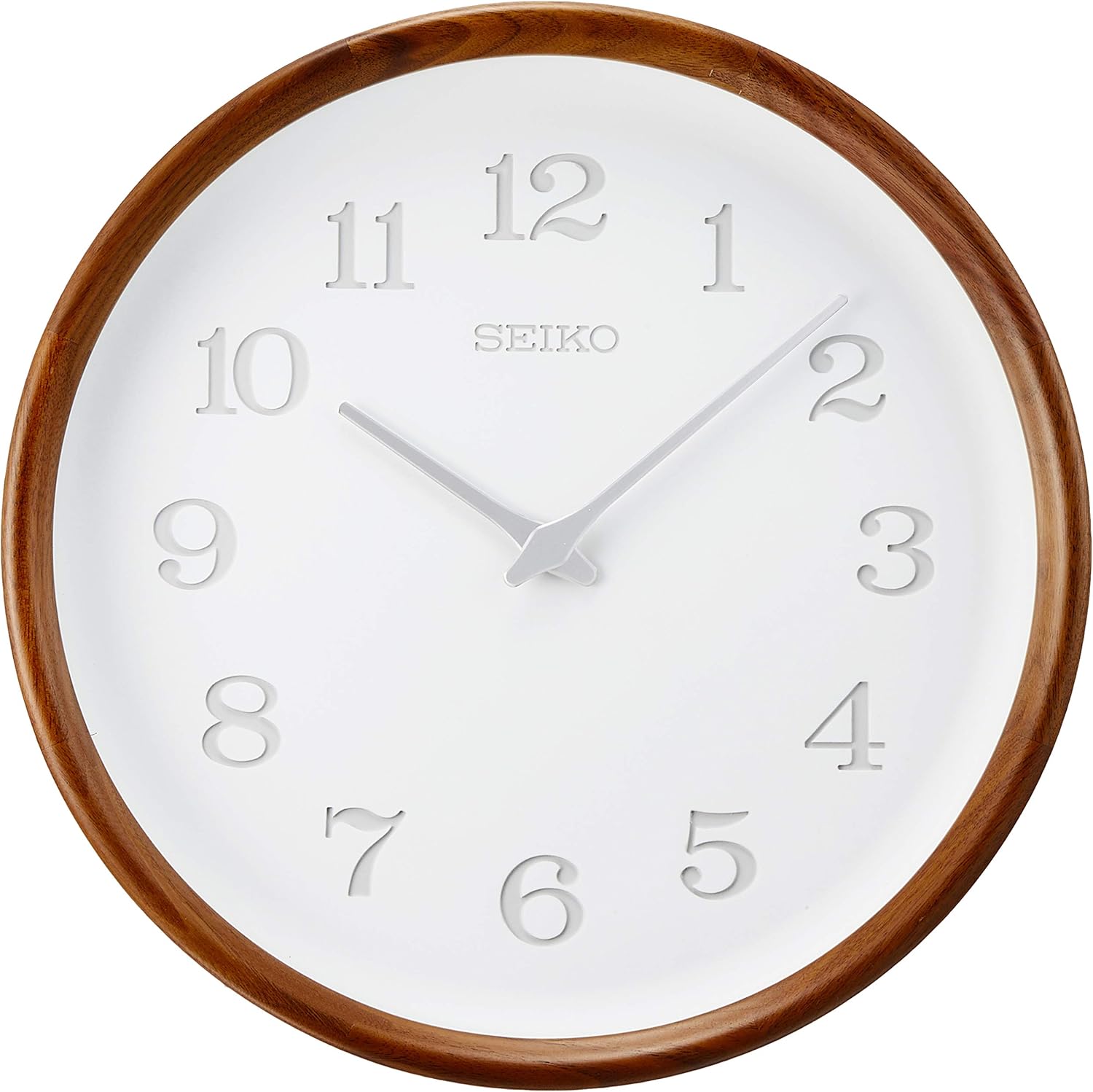 Seiko Clock KX239B Wall Clock, Natural, Radio Controlled, Analog, Natural Wood Fabric, Diameter 11.0 x 2.3 inches (280 x 59 mm)