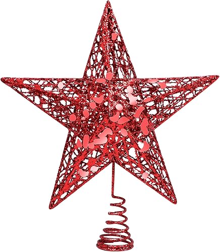 Vista 43 de URATOT - Decoración de estrella para árbol de Navidad con diamantina. Oro rosa