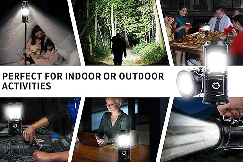 Miniatura 2 de KunHe Paquete de 5 linternas LED plegables portátiles de 1800 mAh, ligeras, impermeables, recargables, con USB, para interiores y exteriores, luz de