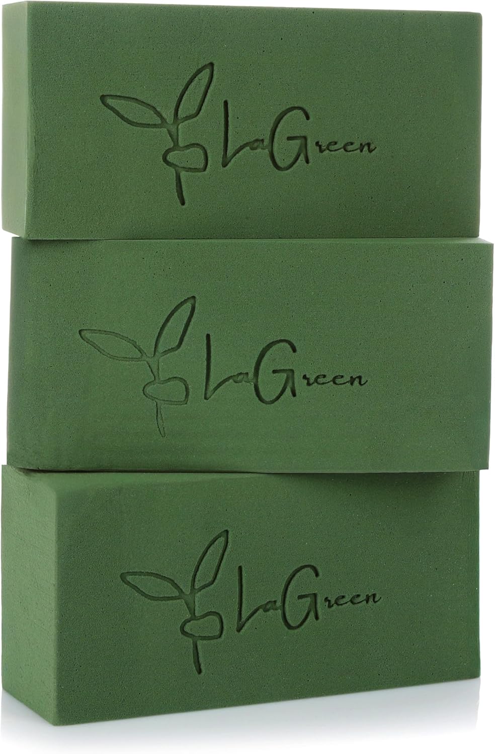 Floral Foam Pack of 3 - Floral Sponge for Fresh Flowers, Dried Flowers, Flower Arrangements and Advent Wreath - 20 x 10 x 7 cm (Green)