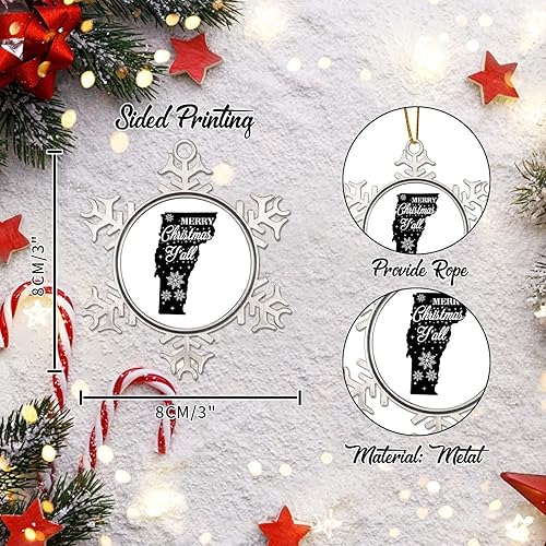Miniatura 2 de Vermont States Novelty Metal Snowflake Ornaments Xmas Gift Merry Christmas YAll Christmas Tree Ornament Patriotic USA State Christmas Decorations